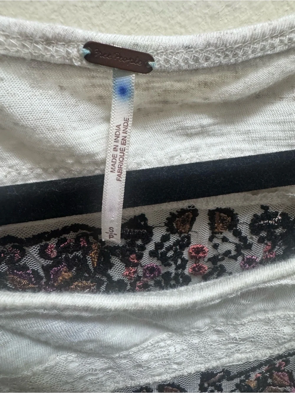 Free People White Cold-Shoulder Boho Tunic with Pink and navy Stripes size small
